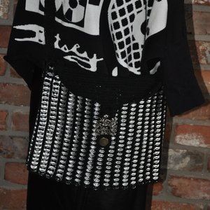 Handmade Crochet Black Silver Recycled Soda Can Pop Metal Aluminum Tab Bag Purse